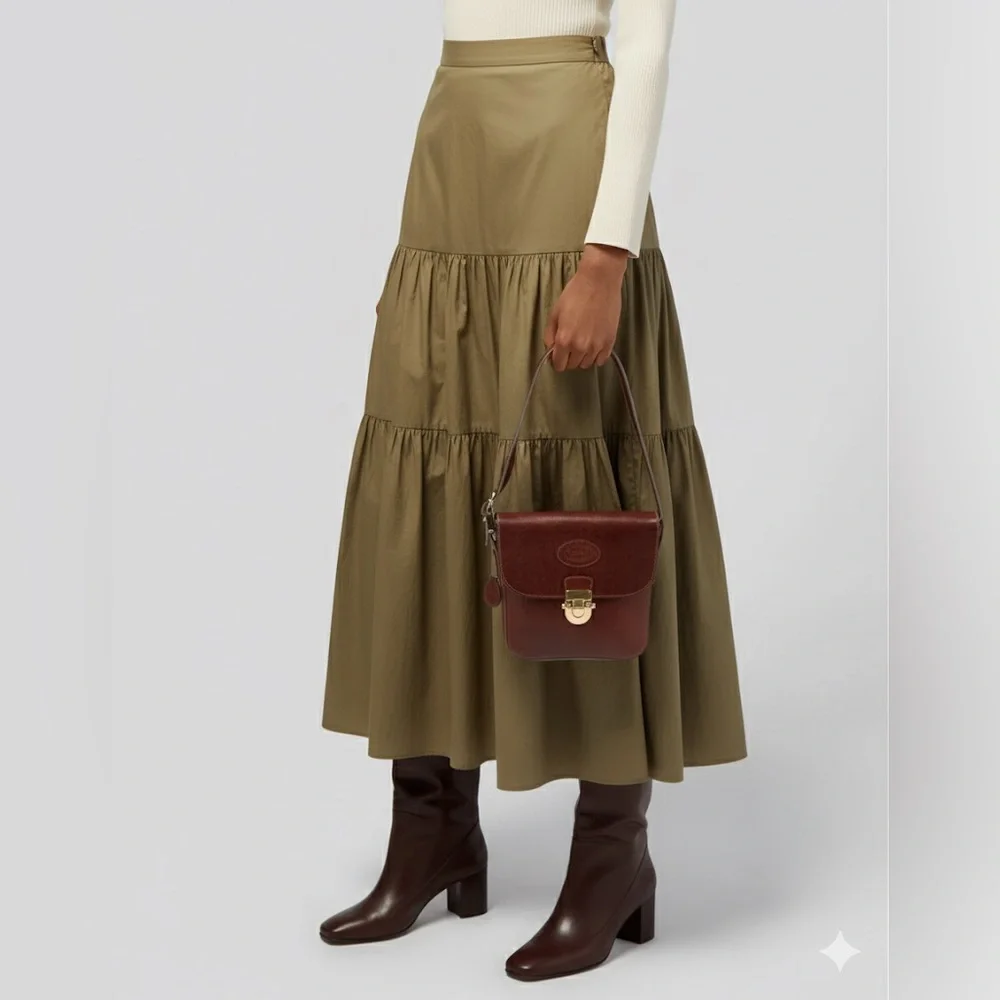 OROTON for Bergdorf Goodman full grain leather and brass handbag MSRP $450 - Picture 2 of 12